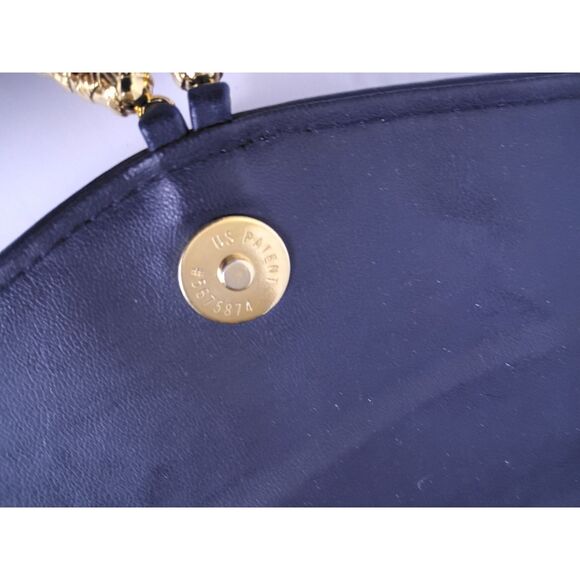 Vintage Worthington Leather Convertible Crossbody Bag Indigo Blue and Gold Chain - Picture 8 of 10